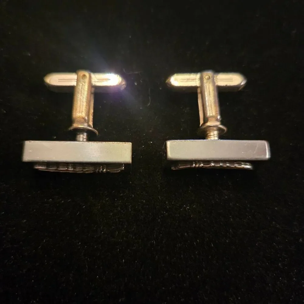 Vintage Wheat Motiff Cuff Links Gunmetal and Silver Tone